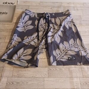Hawaiian Surfwear Shorts Mens 28 Gray Printed Performance Drawstring Casual Logo